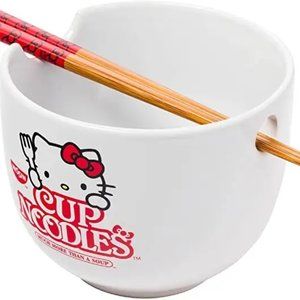 Hello Kitty Cup Noodles - Ceramic Ramen Bowl with Chopsticks